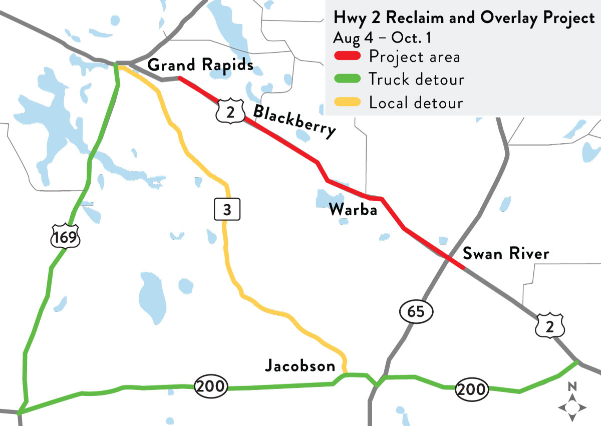 Hwy 2 detour map August to October
