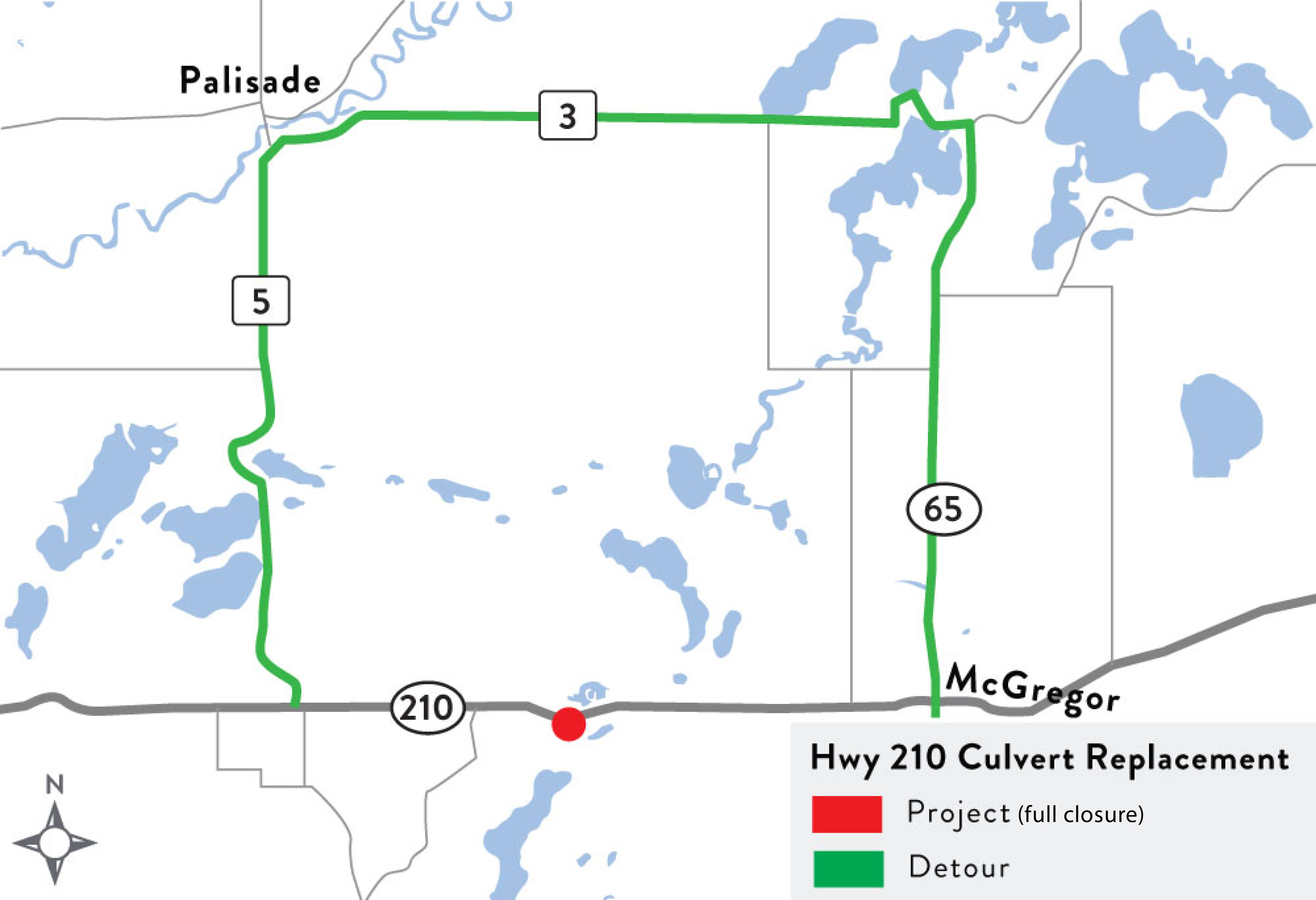 A rendering of the Hwy 210 box culvert replacement and detour.