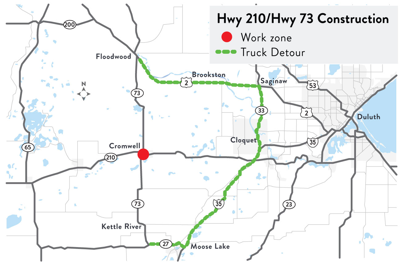 A rendering of the Hwy 73 truck detour in Cromwell.