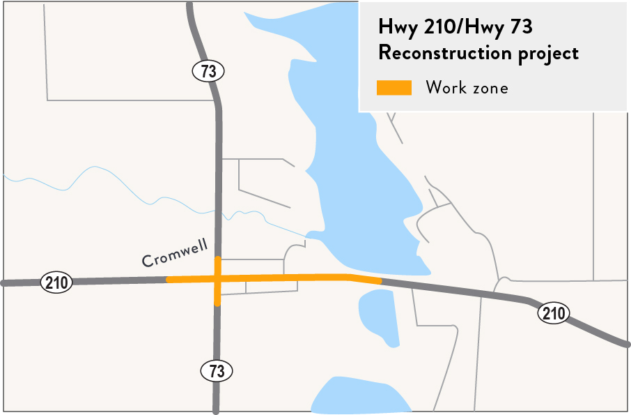Hwy 210 Hwy 73 project location map