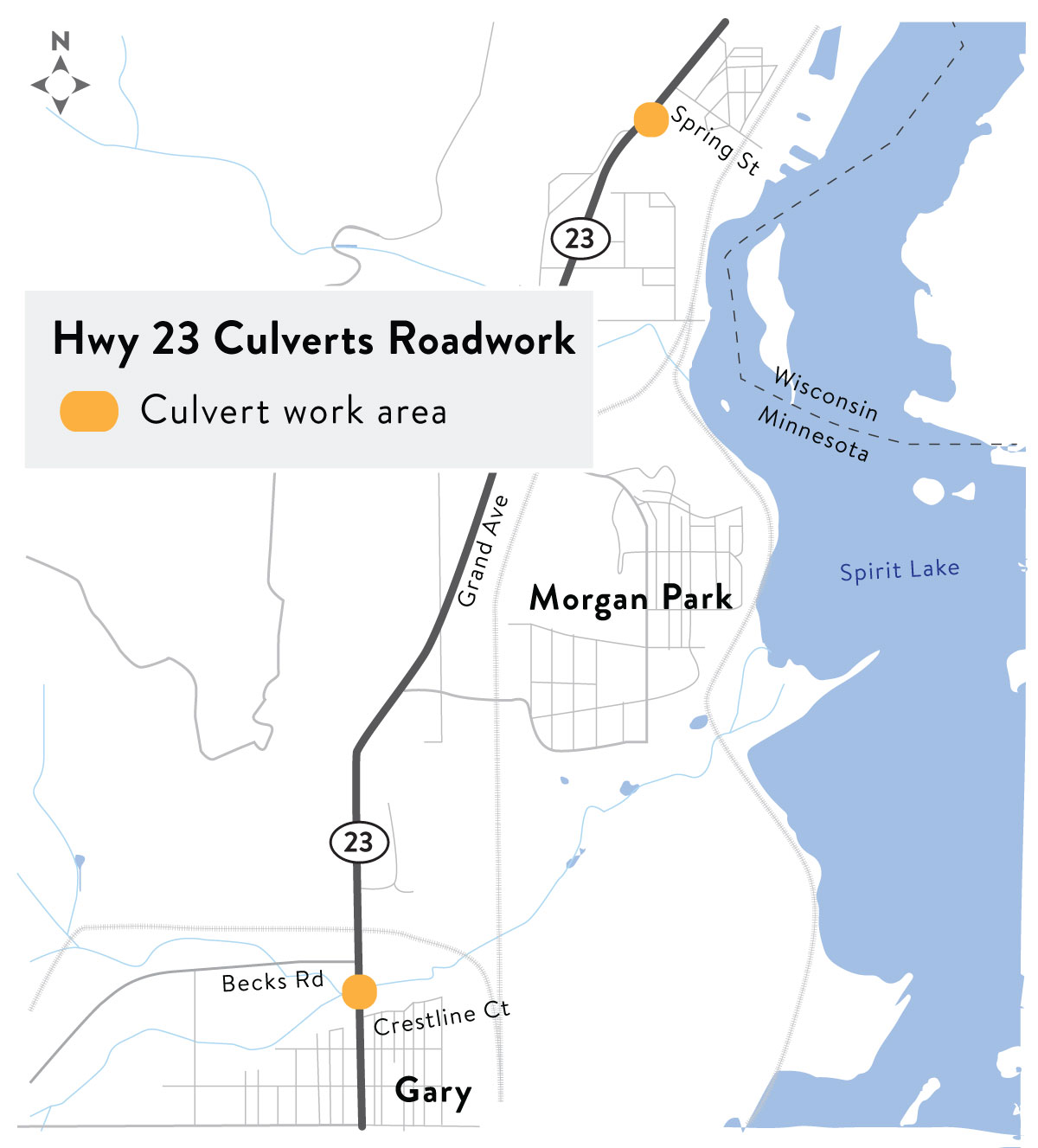 A rendering of the Hwy 23 culvert work at US Steel Creek and Gogebic Creek.