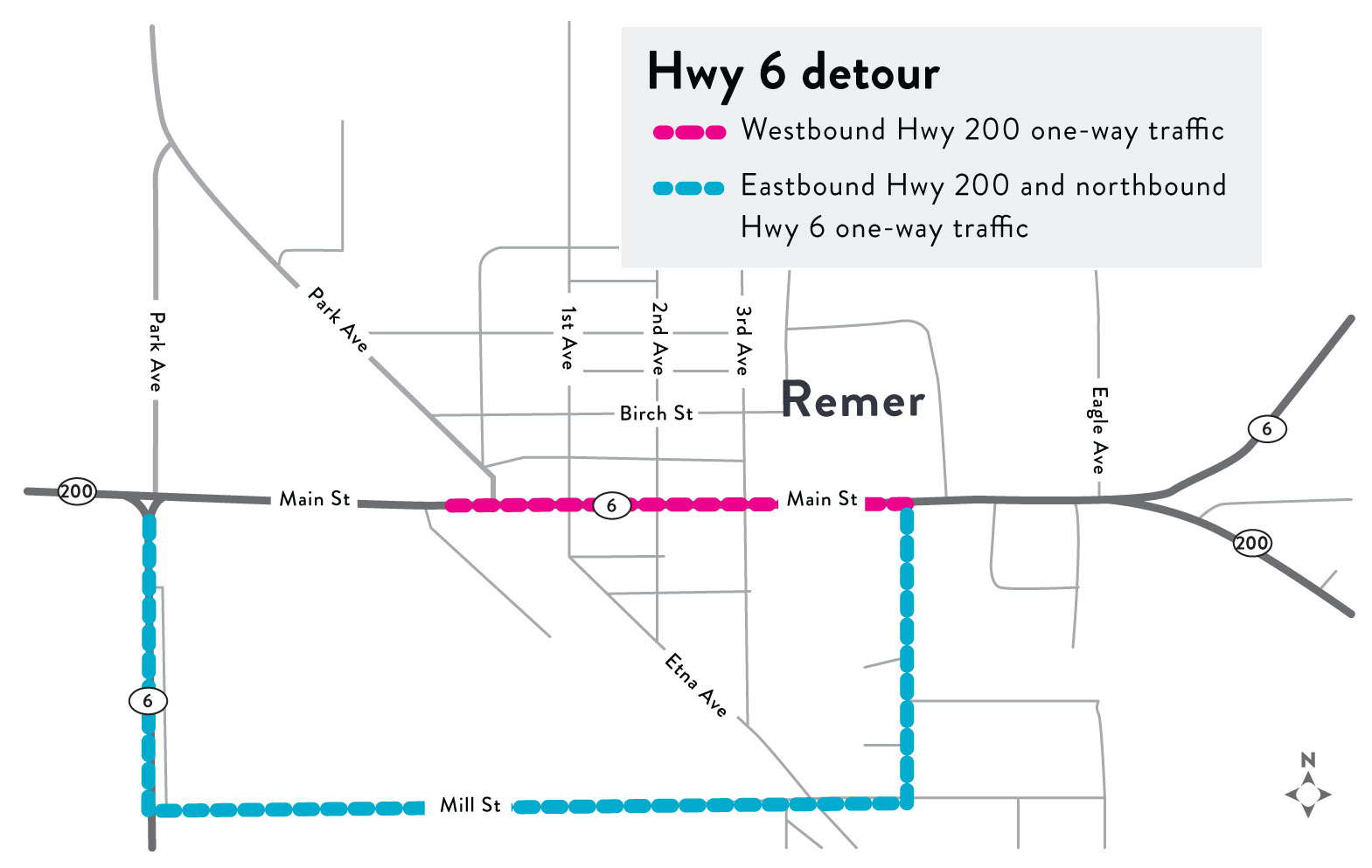 Hwy 6 project map in Remer