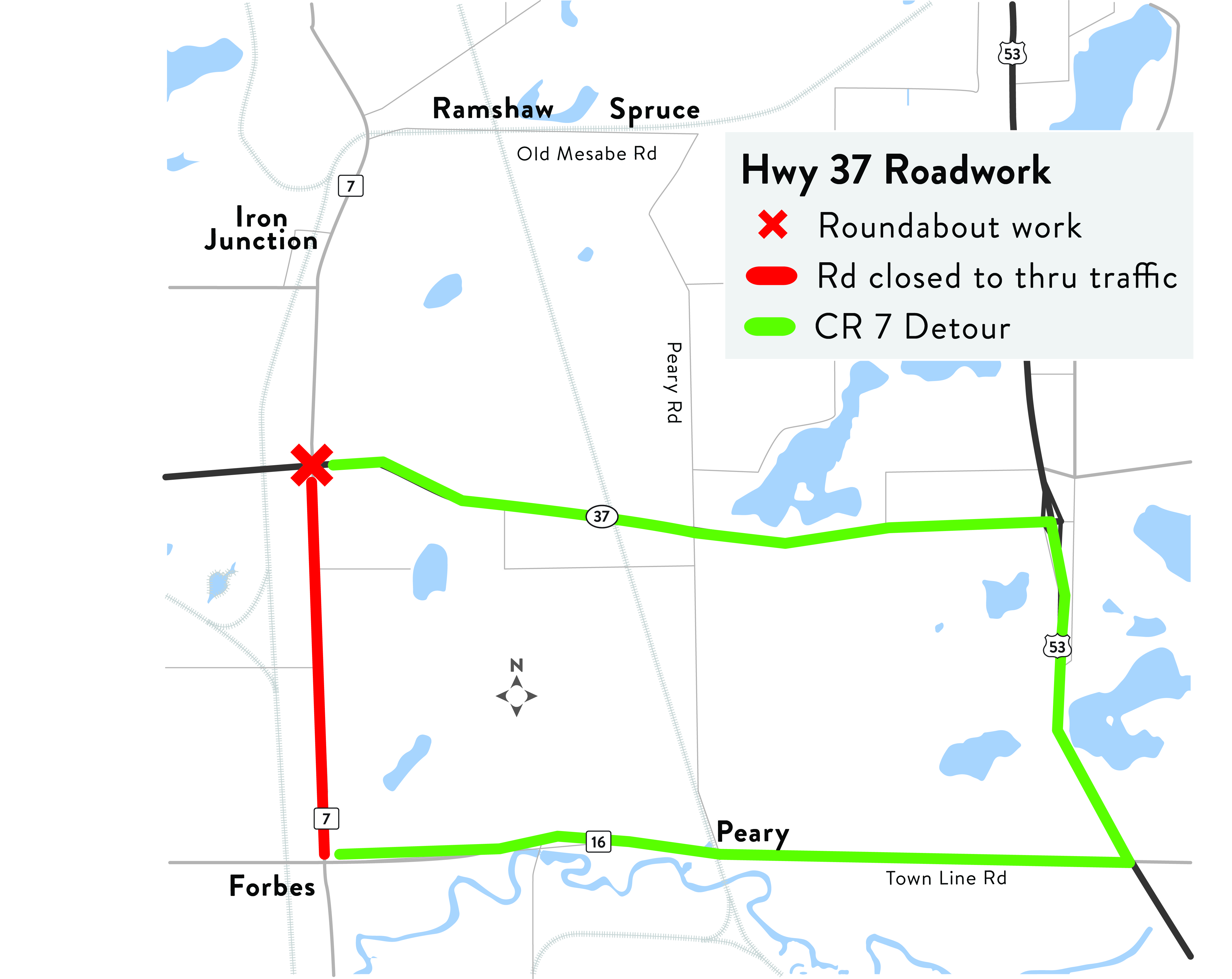 A rendering of the detour of Cty Rd 7.