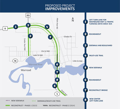 Click to enlarge Highway 11 project map