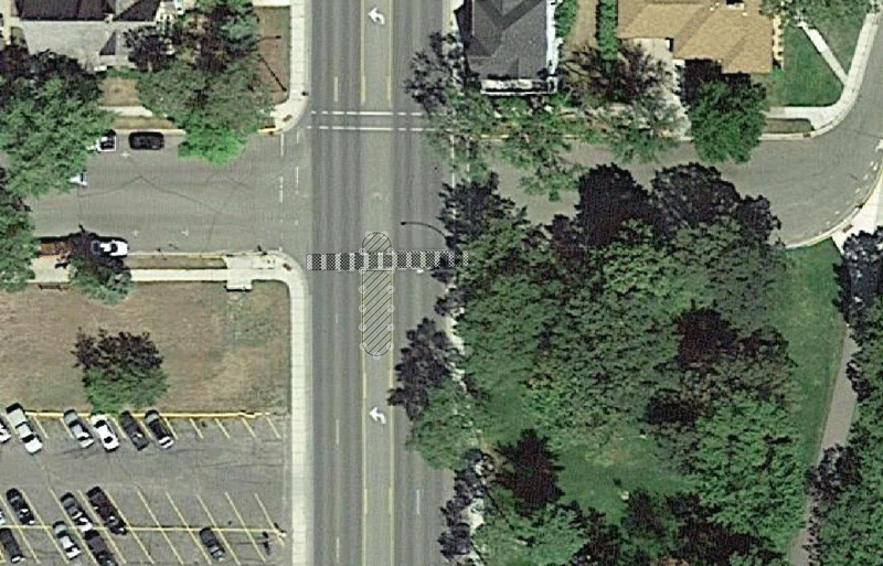 Demonstration project layout picture of temporary pedestrian improvement project on Bemidji Ave and Sixth Street