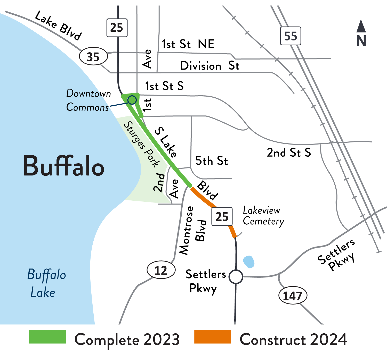 Hwy 25 map in Buffalo