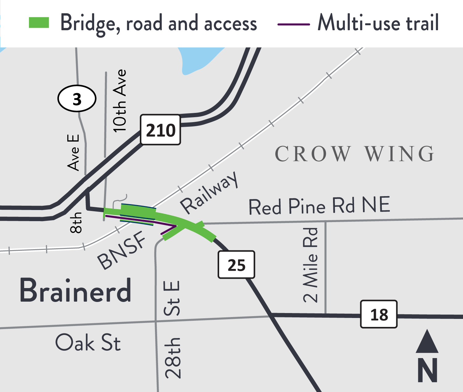 Map of Hwy 25 project location in Brainerd