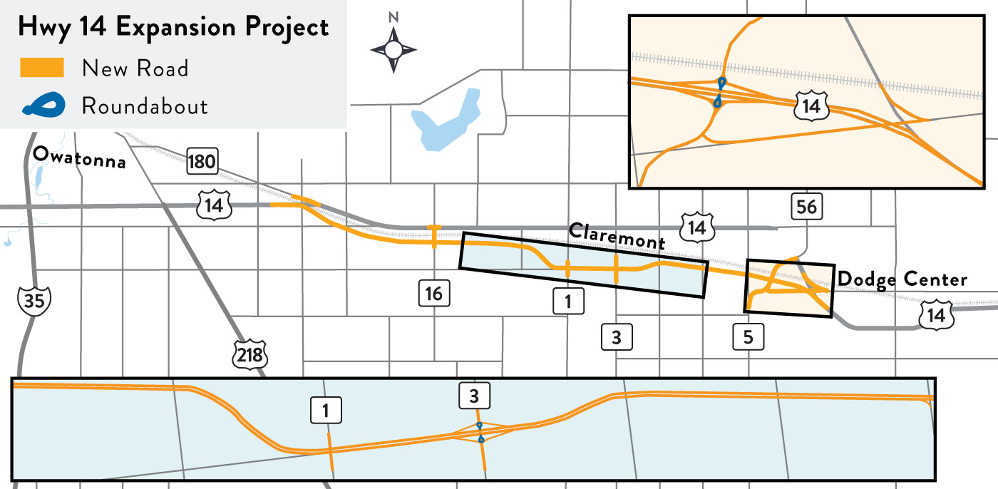 Hwy 14 expansion work zone map