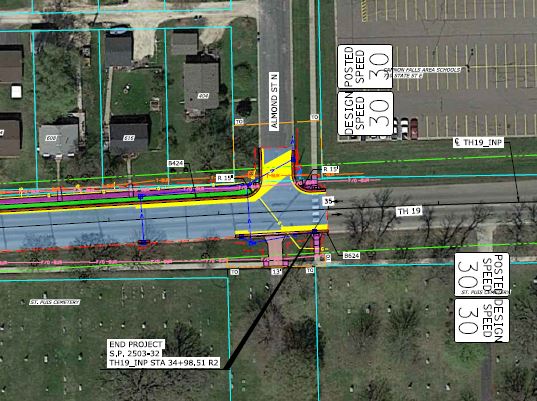 Design concept of proposed changes on Hwy 19 from Grove St. to Almond St.