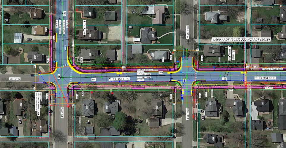 Design concept of proposed changes on Hwy 19 from Main St. to Mill St.