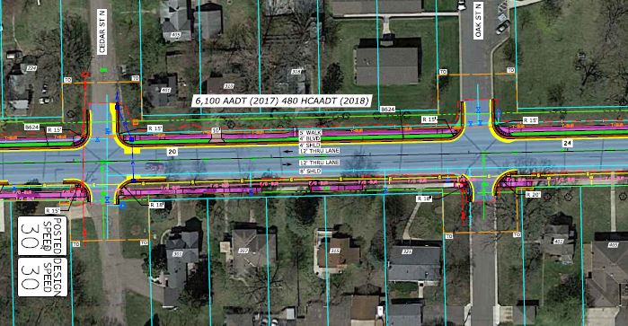 Design concept of proposed changes on Hwy 19 from Cedar St. to Oak St.