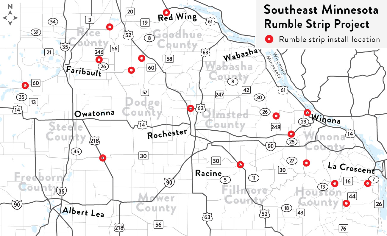 Rumble strip project map and locations