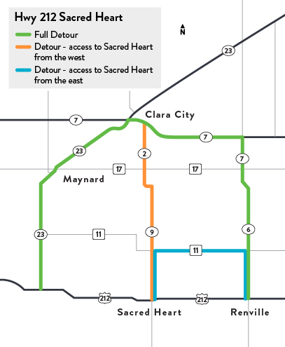 Map of Hwy 212 project with detour