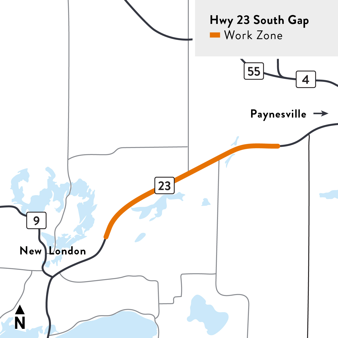 Map of Hwy 23 south gap
