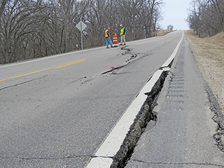 Highway 67 pavement crack