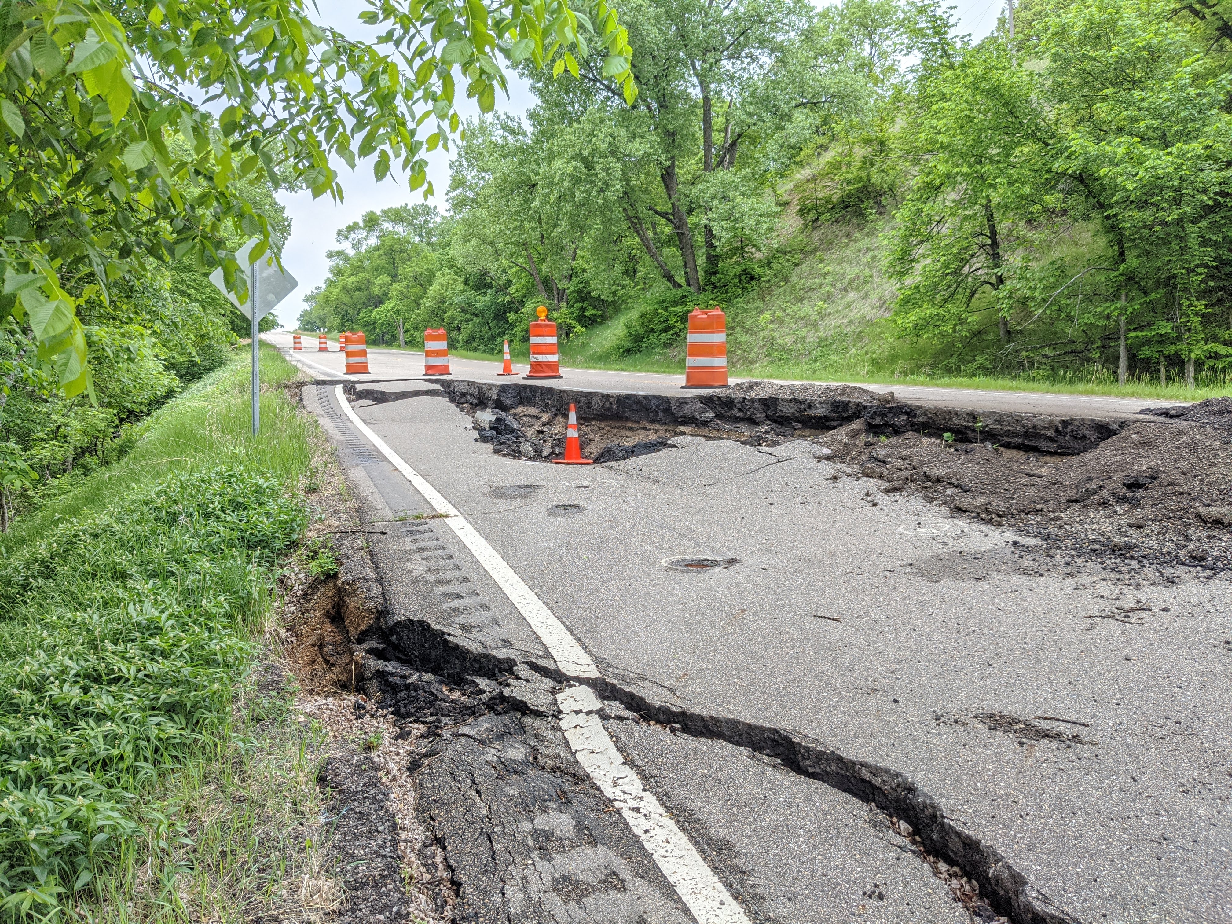 Highway 67 road failure - May 28, 2020