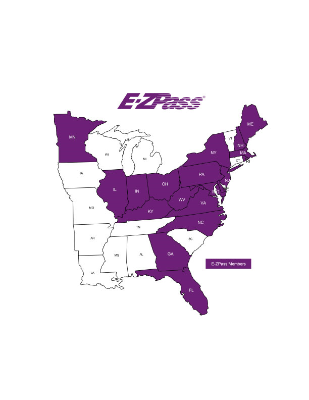 E-ZPass states map
