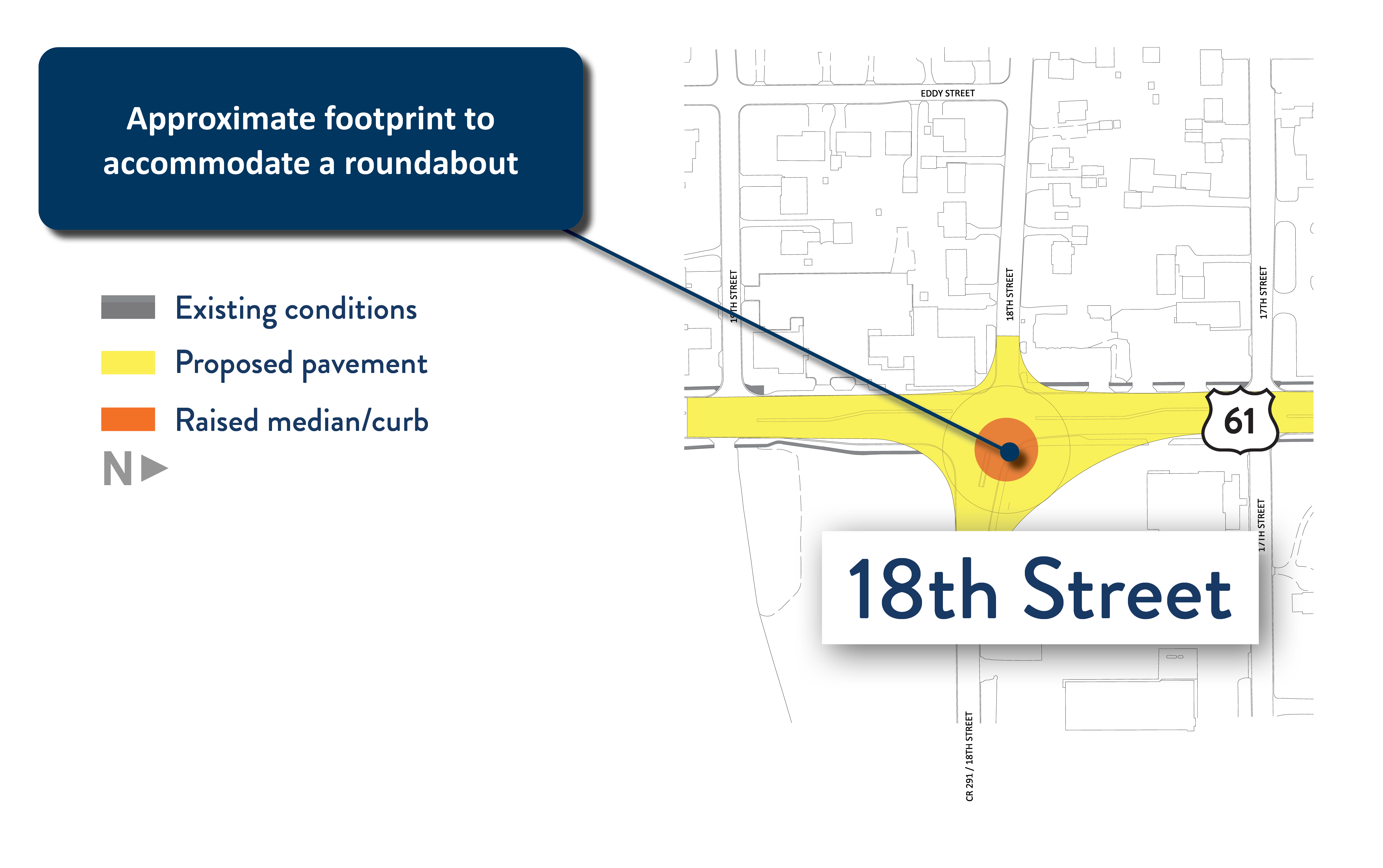 Concept drawing of footprint for 18th Street roundabout