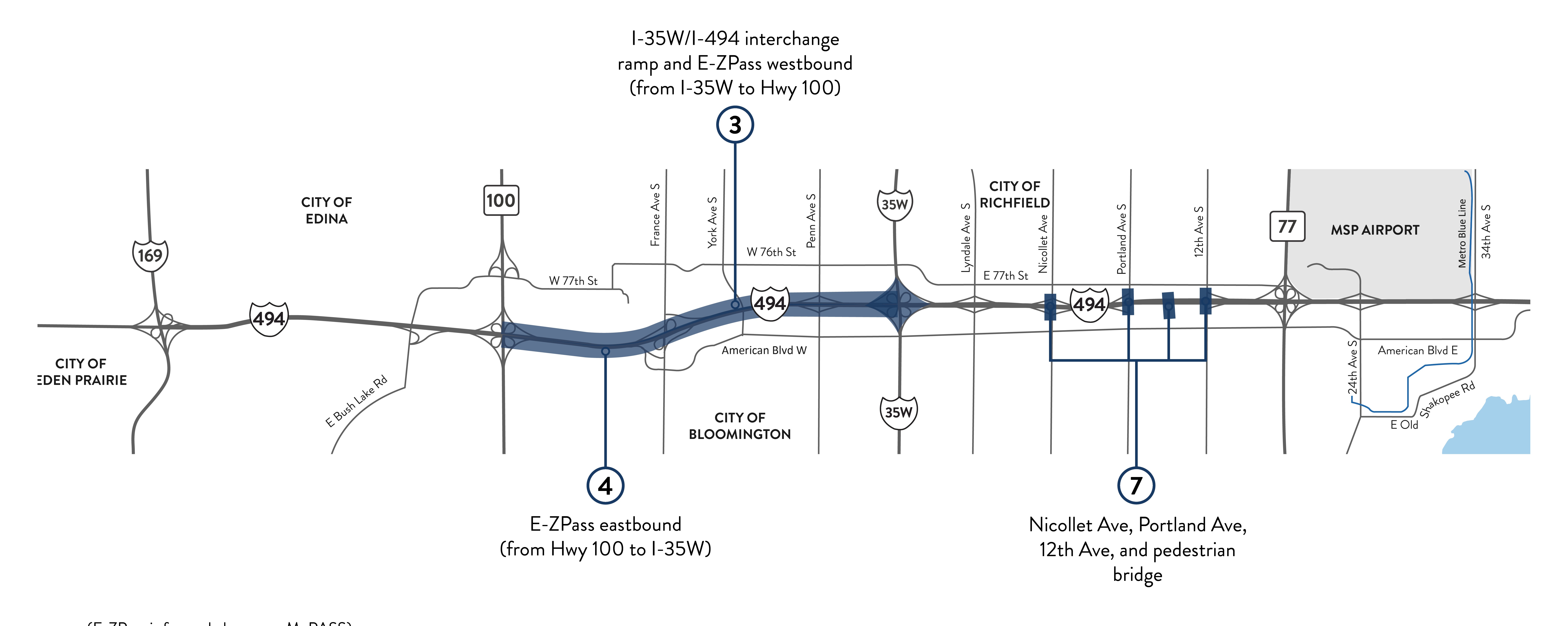I-494 between the Airport and Hwy 169 first construction project map