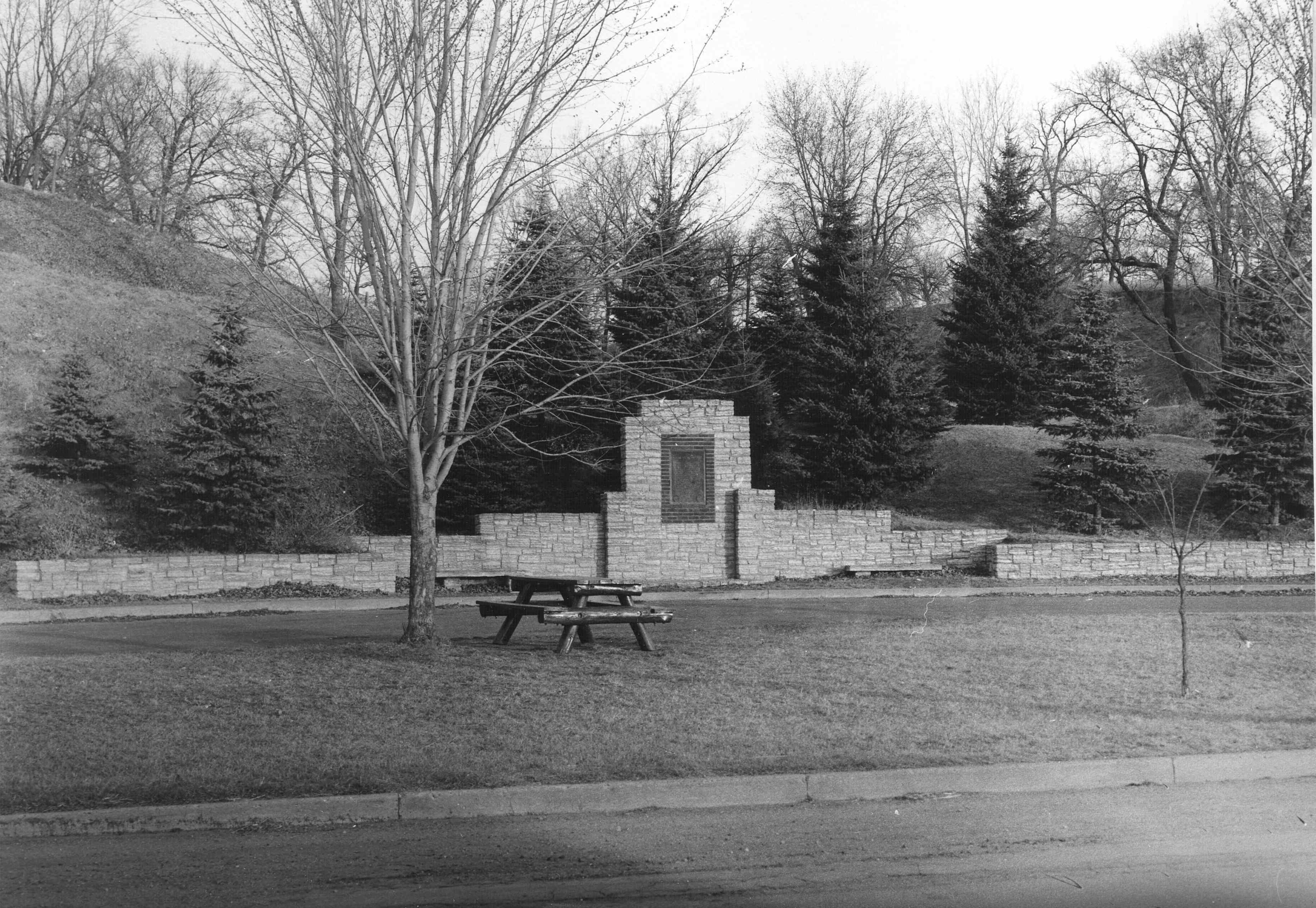 This Chaska Historic Marker first appeared in the 1940s. It is pictured here shortly after original construction in 1942.
