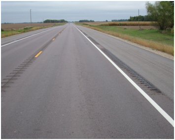 Rural road with rumble strips