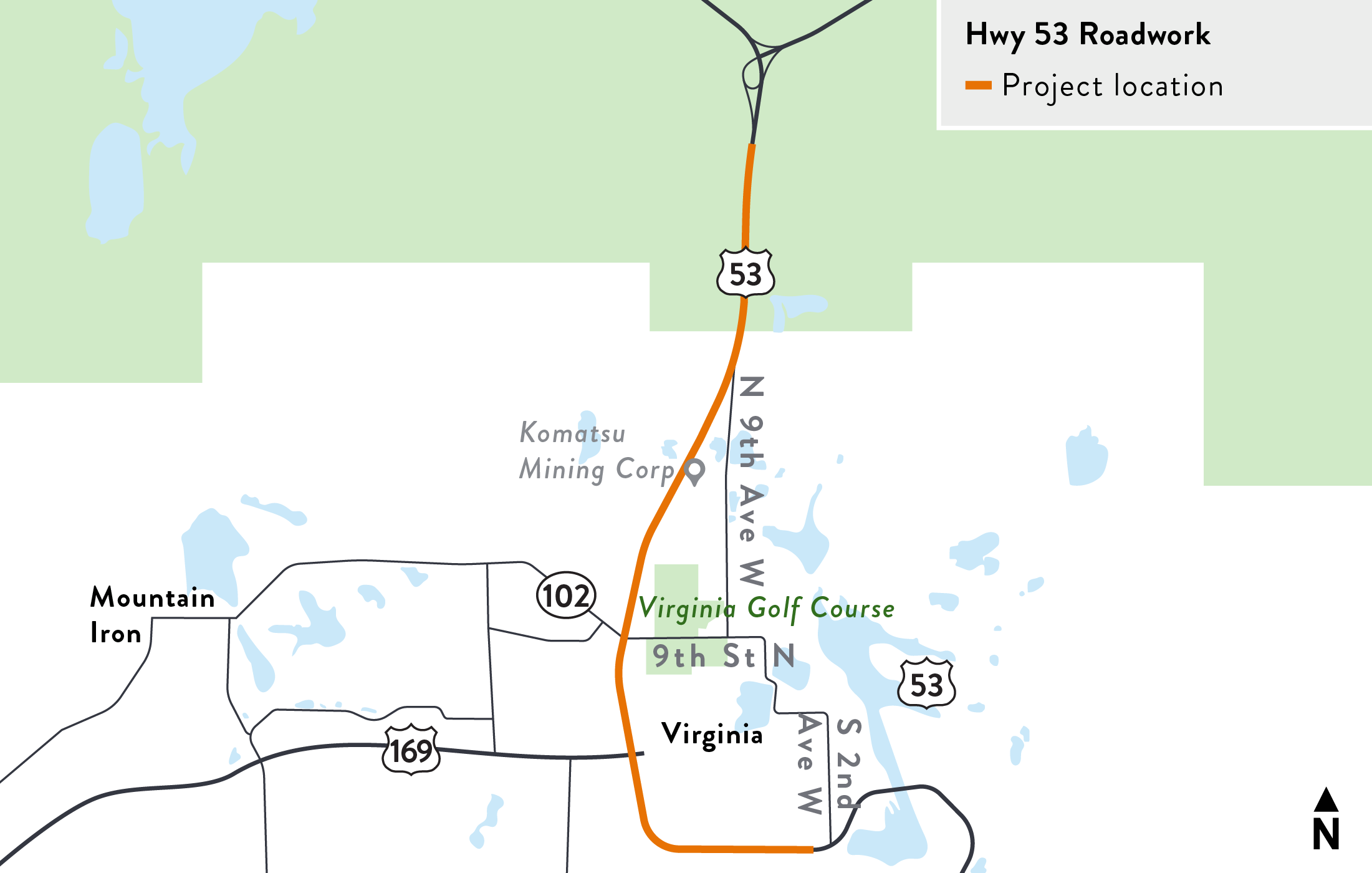 A rendering of the Hwy 53 mill and overlay project through Virginia.