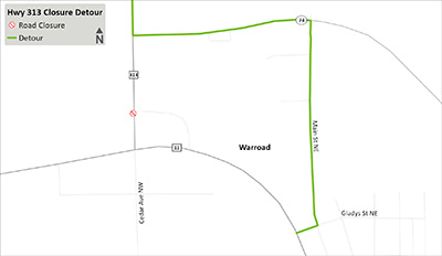 detour of Highway 313