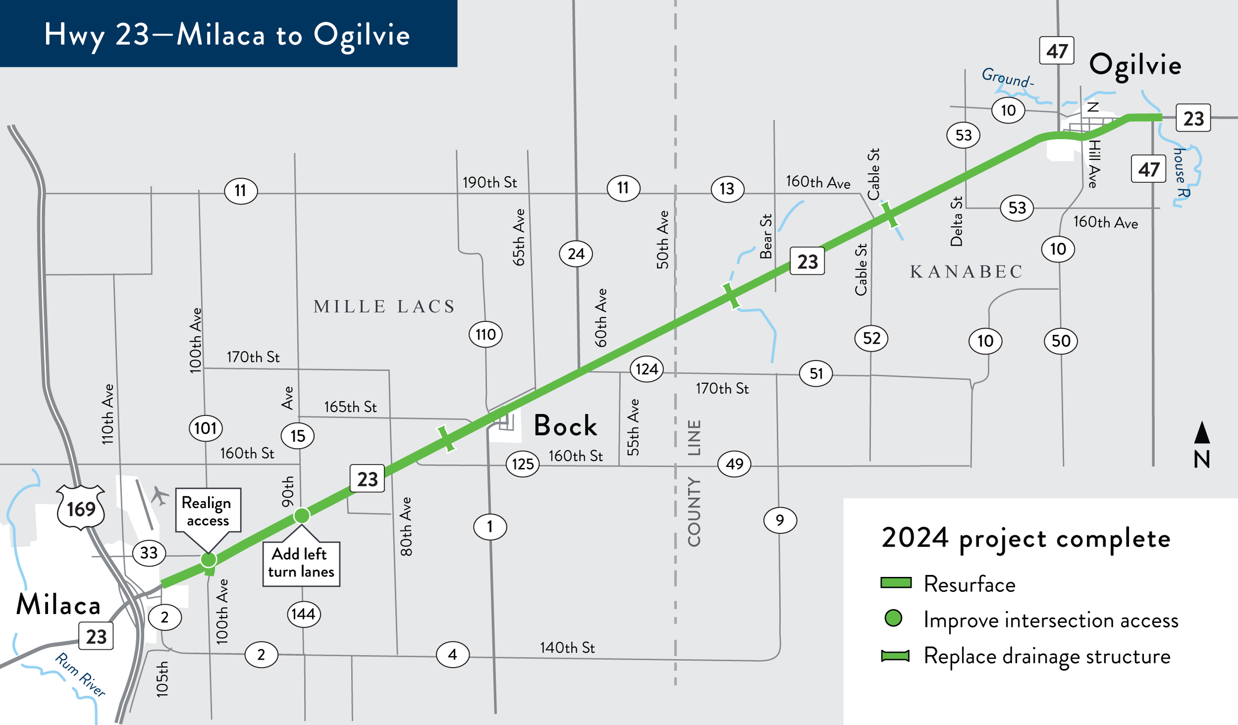 Hwy 23 Milaca to Ogilvie project map Hwy 23 Milaca to Ogilvie project map