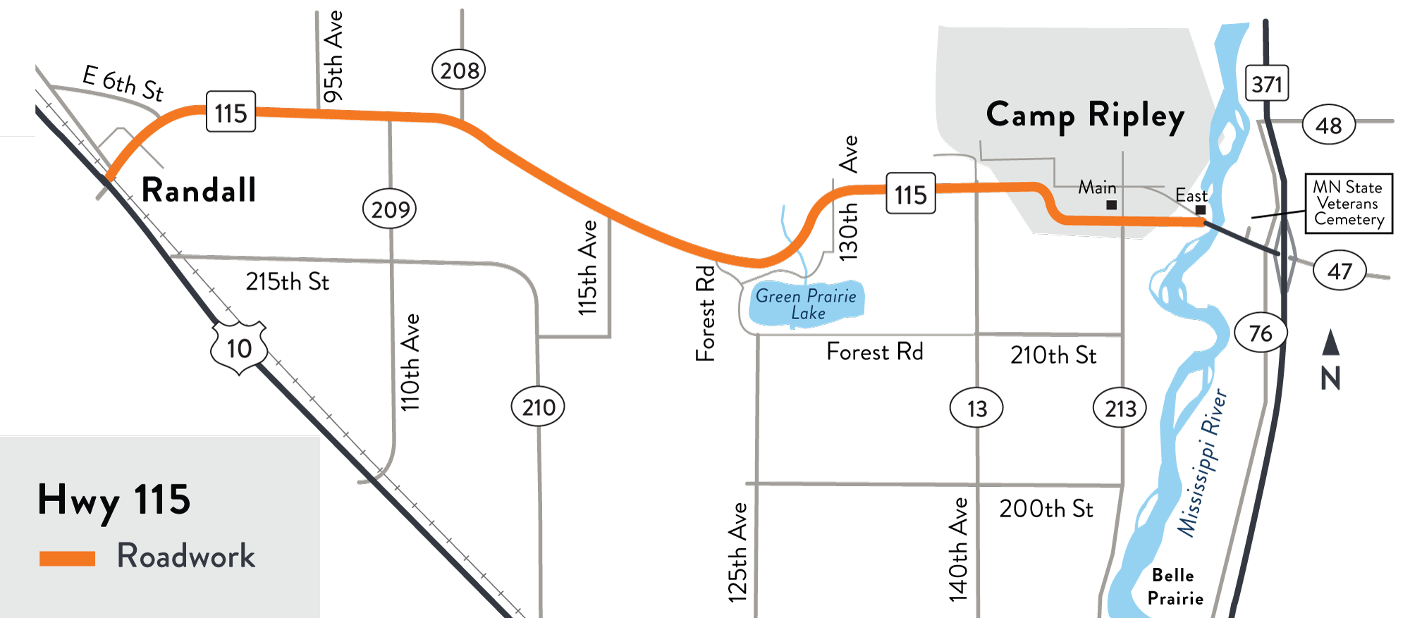 Hwy 115 Morrison County Hwy 115 location map