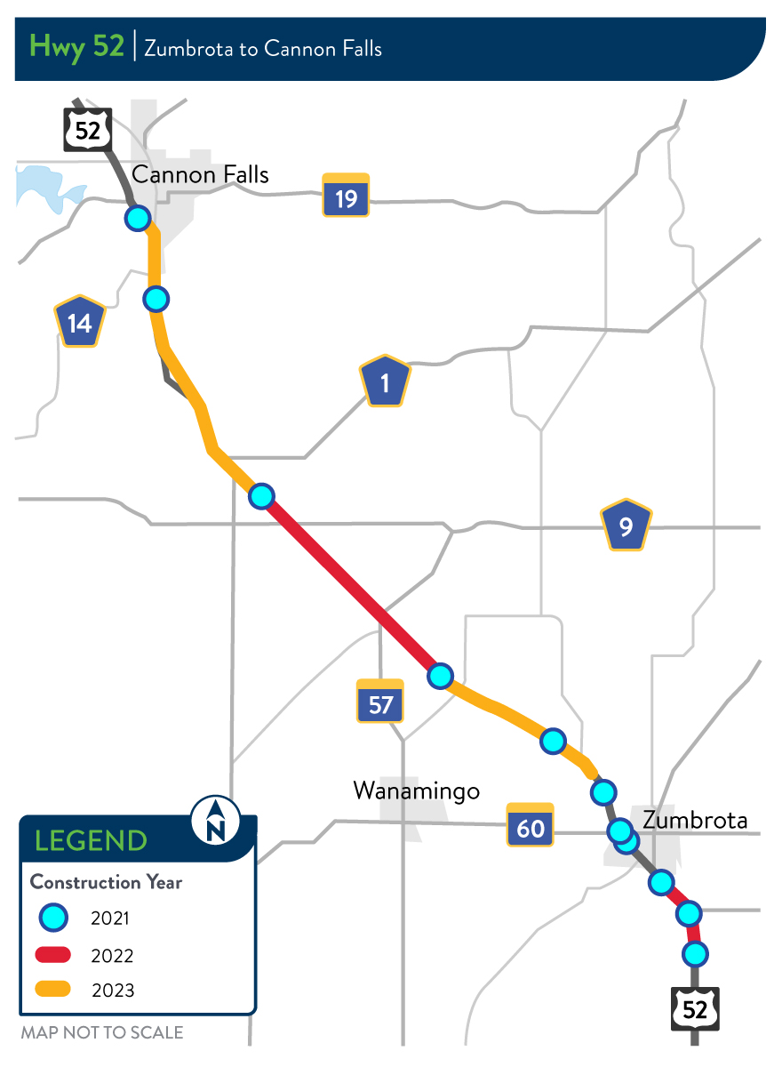 Hwy 52 southbound improvements project map