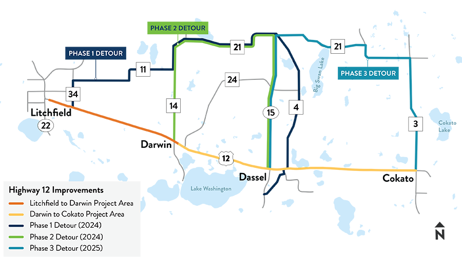 Map of Hwy 12 project with detour