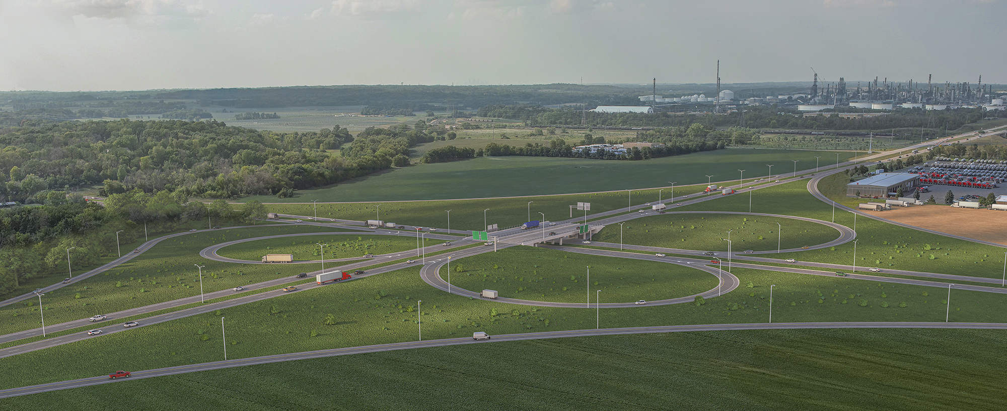 Cloverleaf interchange at Hwy 52 and County Road 42