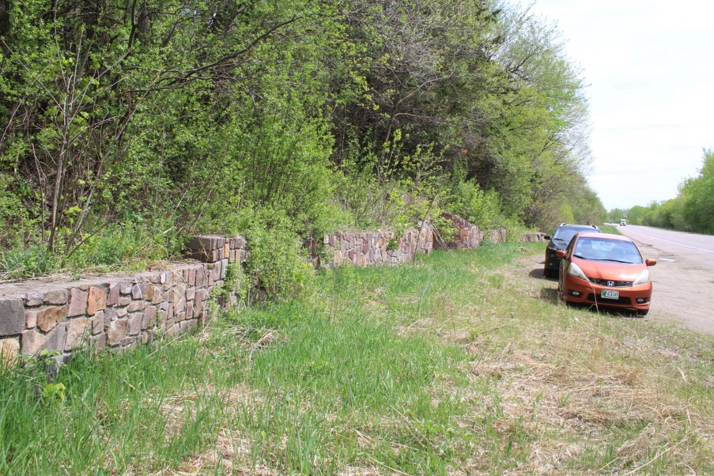 Photo of stone wall at New Ulm Spring-May 2010.